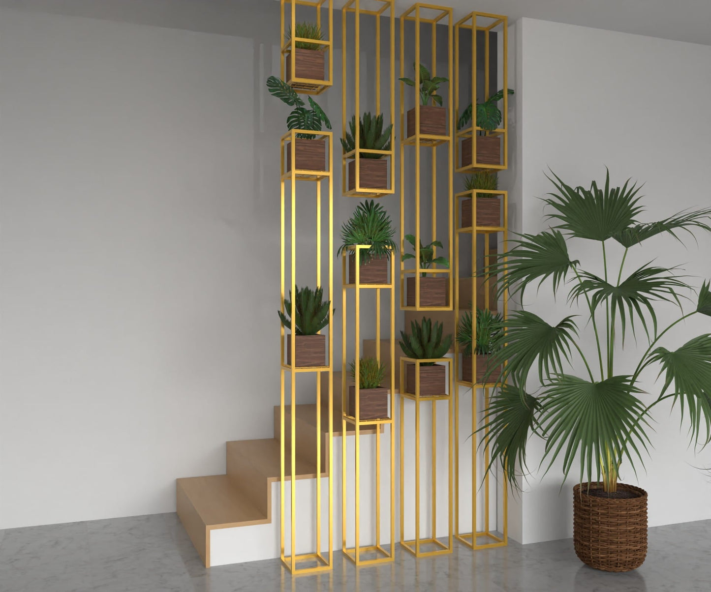 Metalltrennwand / modulare Blumenständer der Inspiration Gold-Serie