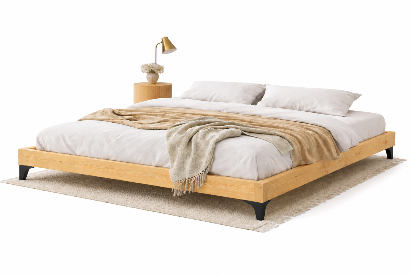 Montessori auf Beinen Bodenbett aus Kiefernholz – Minimalistisches Holzbett
