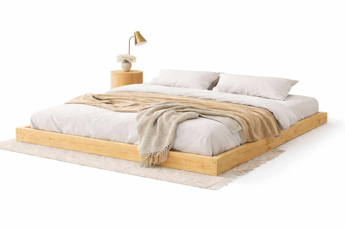 Montessori Bodenbett aus Kiefernholz – Minimalistisches Holzbett