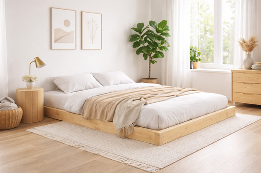 Montessori Bodenbett aus Kiefernholz – Minimalistisches Holzbett