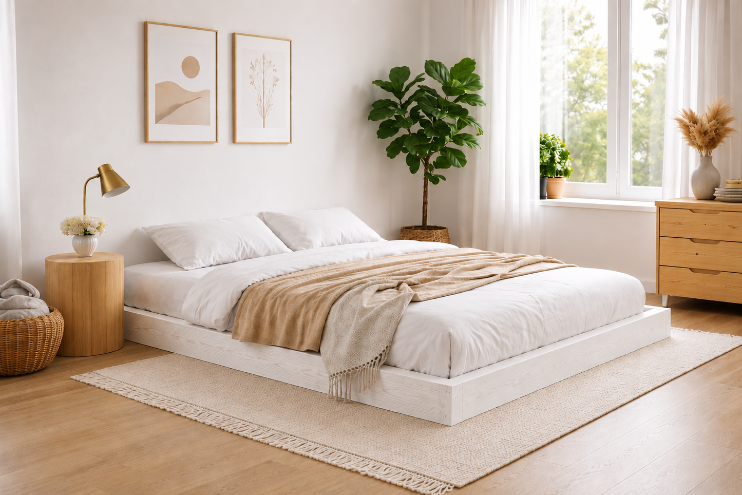 Weis Montessori Bodenbett aus Kiefernholz – Minimalistisches Holzbett